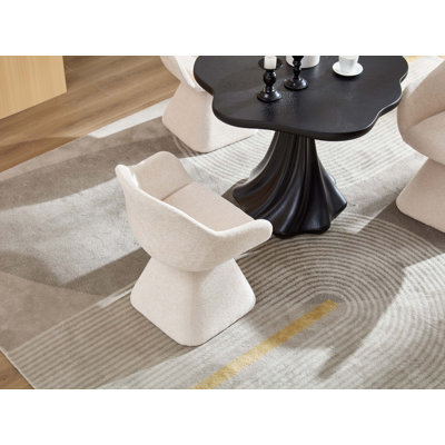 Chaise d'appoint moderne pivotante à 180 ° avec dossier ergonomique incurvé et base en bois massif