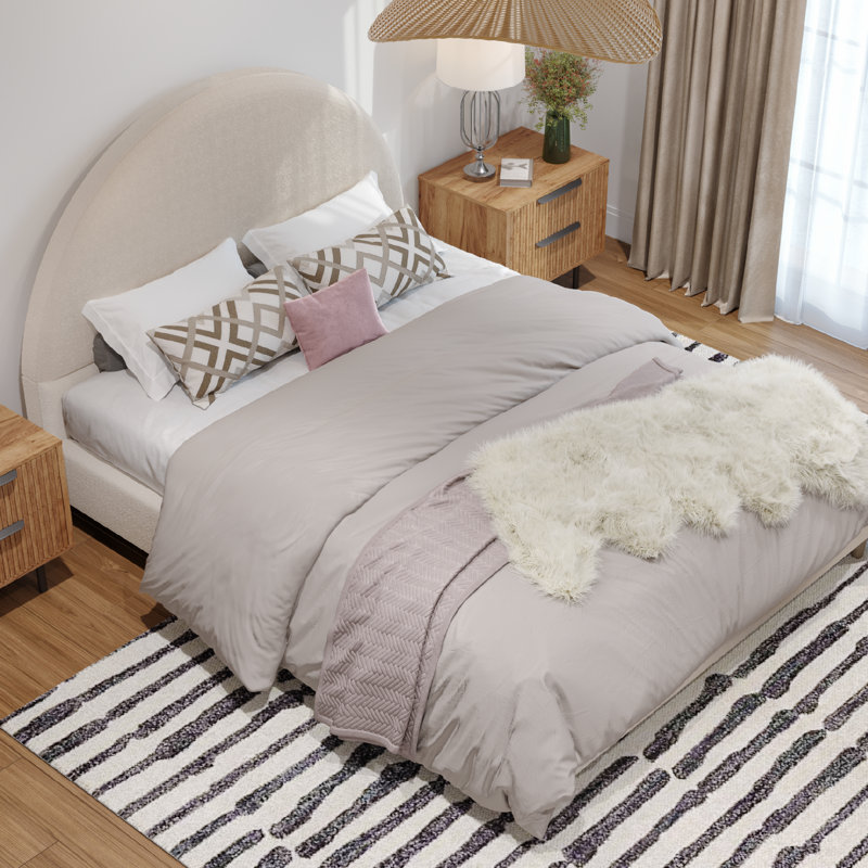 Base de lit tapissier Jodiel, Crème, Grand