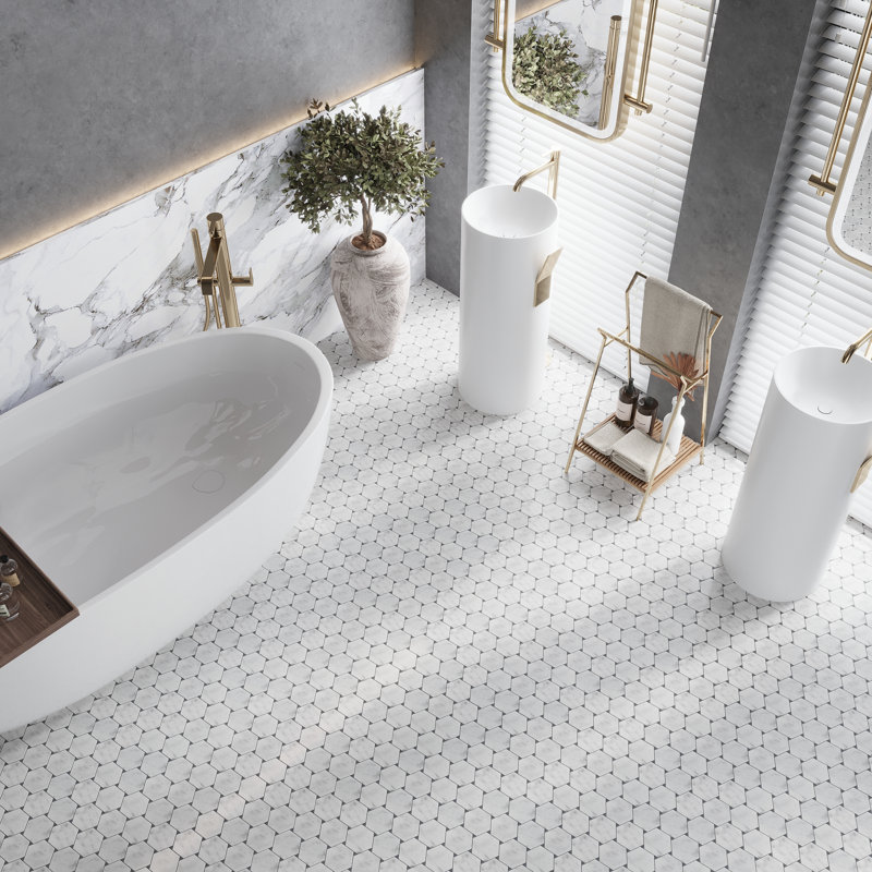 10.9" x 12.5" Marble Mosaic Tile