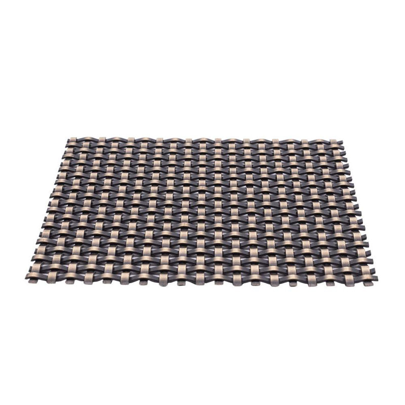 Flat Single Crimp Antique Brass Woven Wire Grill, 18" H x 48" W