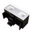 Meuble-lavabo double en chêne noir 60 po X P 22 po D, avec plateau en quartz blanc