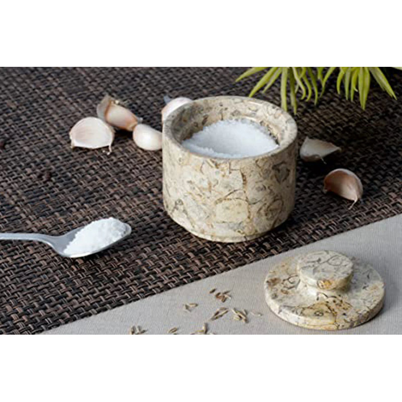 Handmade Marble Salt Sellar Set Of 2 Lidded