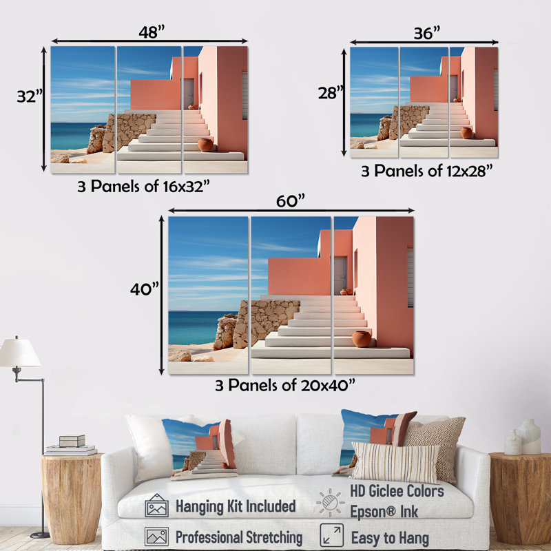 «Beach House Architecture Dream Retreat II», ensemble d'art mural côtier, H 32 po x l 48 po x P 1 po