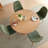 Dining Table Set for 4, Mid Century Modern 47 Inch Wooden Round Dining Table Set, Space Saving (Table + 4 Green Chairs)-45720056
