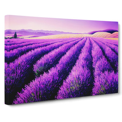 Intense Lavender Flower Field - Wrapped Canvas