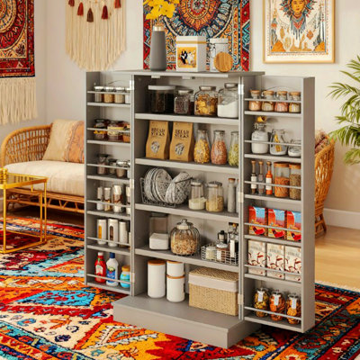 Rangement réglable à 5 niveaux, garde-manger, pour la cuisine, tablettes de porte, portes doubles