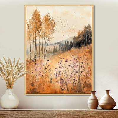 Orange Floral Decor, Wildflower Wall Art, Cenedra