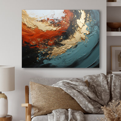 Orange et marbre orange, lave I - art mural abstrait en métal MT137149