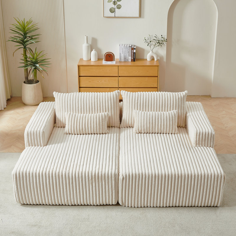 Méridienne modulaire surdimensionnée de 87 po, sans assemblage requis, causeuse en peluche avec canapé-lit inclinable, fauteuil-lit moderne moelleux pour la chambre à coucher du salon intérieur