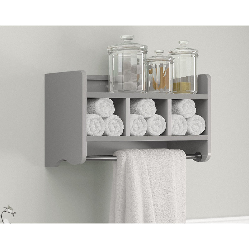 Accent Shelf with Towel Bar, Grey