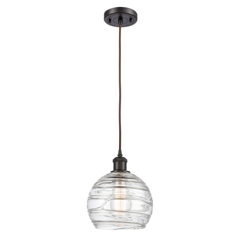 Luminaire suspendu en forme de globe à 1 lumière Mullins, Bronze huilé, Ampoule non incluse, H 131,75 po x l 8 po x P 8 po