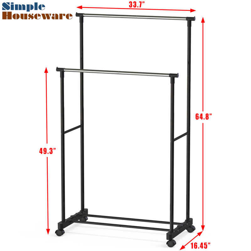 Steel Adjustable Rolling Clothing Rack