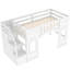 Lit mezzanine simple avec rangement et style, blanc - Comprend un rangement pour fenêtre avec éléments en bois, créant une chambre à coucher confortable et pratique-1634263310