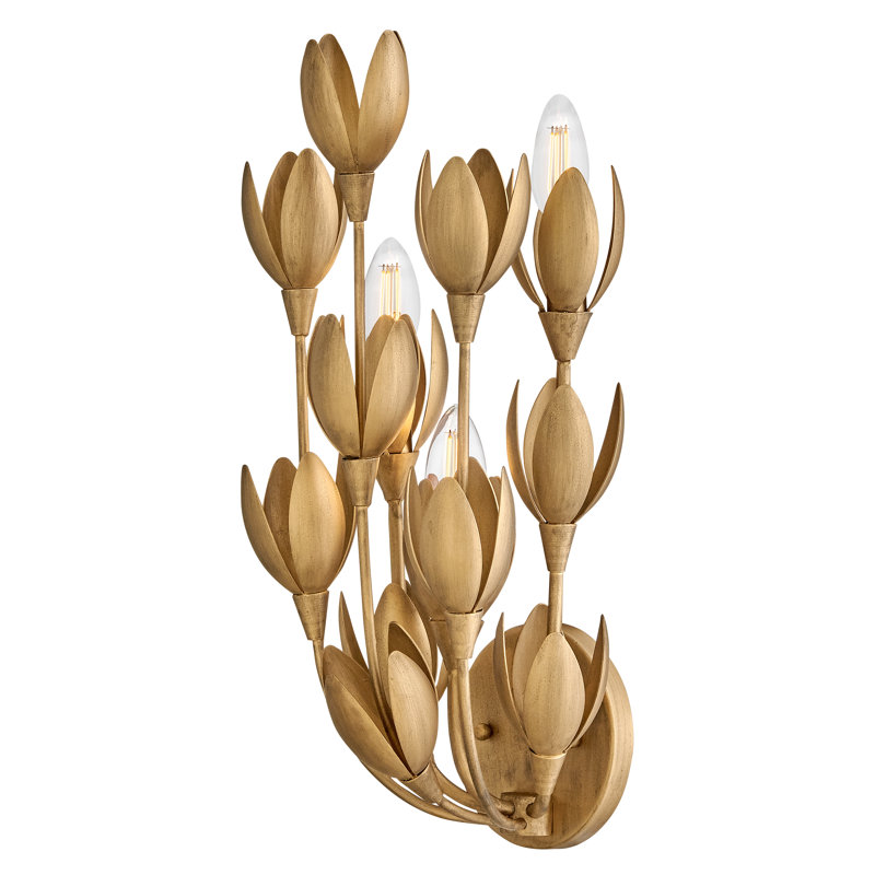 Flora Three-Light Handmade Wall Sconce by Lisa McDennon, Burnished Gold
