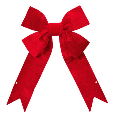 24" Red Velvet Outdoor Christmas Bow