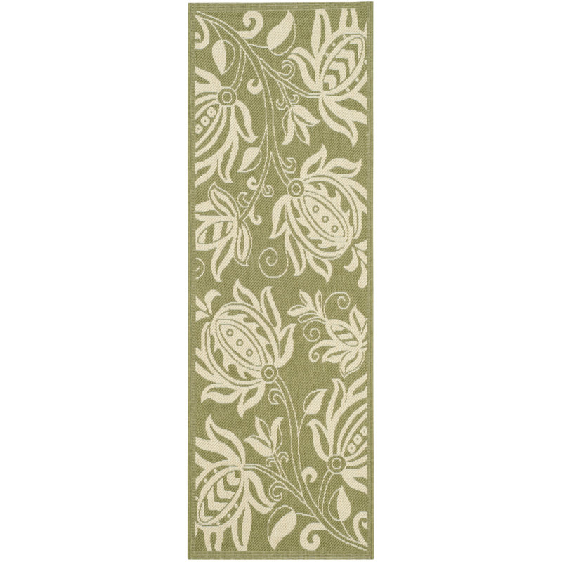 Tapis d'intérieur / extérieur floral Marpain Performance, Tapis de couloir 2 pi 3 po x 14 pi