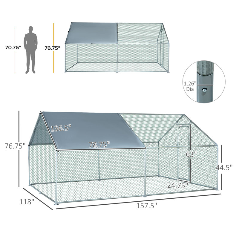 Poulailler 0,45 pieds carrés avec grillage Darquise, H 6,4 po x l 9,8 po x P 13,1 po