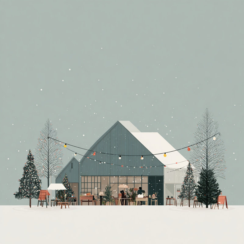 «Holiday Barn Market», art mural sur toile tendue, H 20 po x l 20 po