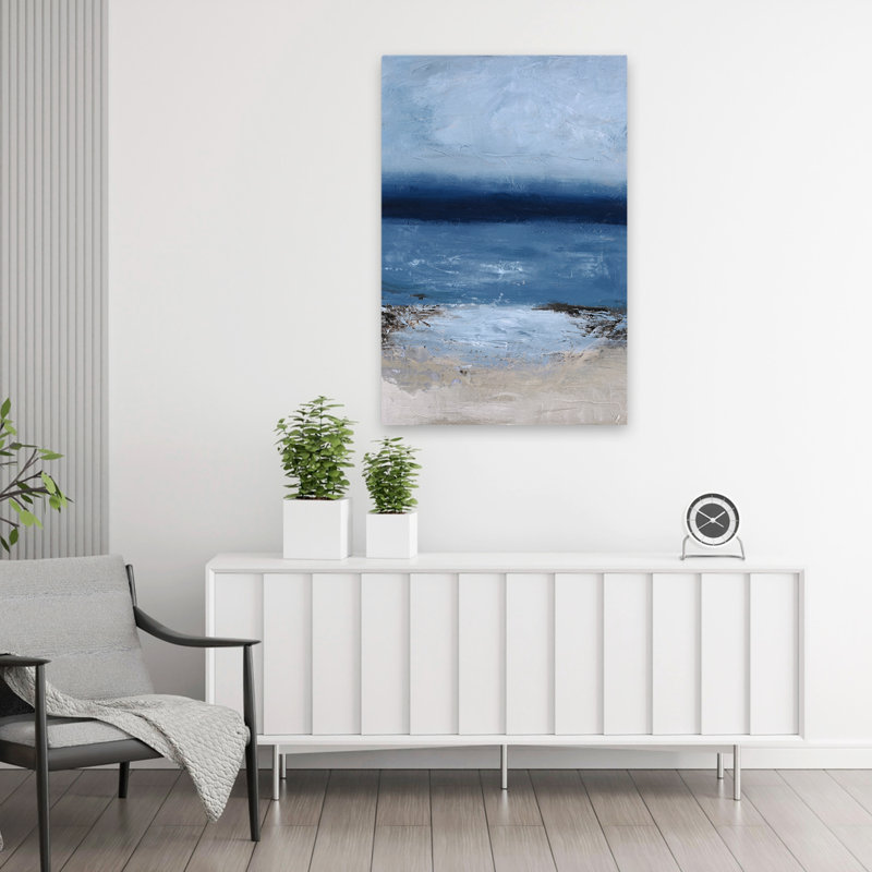 Endless Sea - Abstrait, paysages côtiers, art gris océan, H 36 po x l 24 po