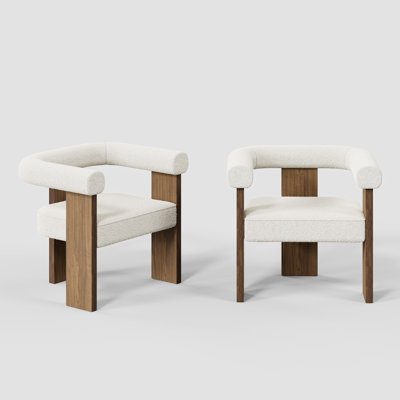 Luxe Sherpa Upholstered Accent Armchair with Solid Wood Frame (Set of 2) – Handcrafted Modern Classic Design, 26"W x 22"D x 27"H, A Refined Choice for Stylish Family Room or Dining Area