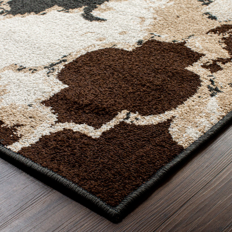Tapis noir à motif géométrique Slayton, Rectangle 5 pi x 8 pi