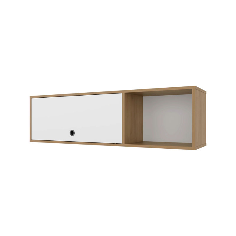 Armoire murale en chêne naturel et blanc avec porte relevable