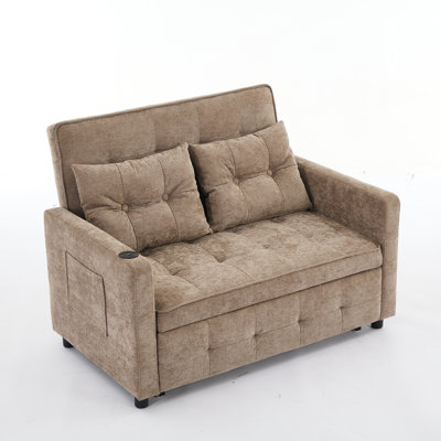 Sleeper Chair 3-in-1 Convertible Chair Bed Pull Out Sleeper Chair Beds Adjustable double Armchair Sofa Bed with USB Ports, Side Pocket