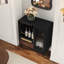 Meuble-bar moderne de 80 cm de large avec porte-verres à vin et tiroir de rangement, noir-139404755