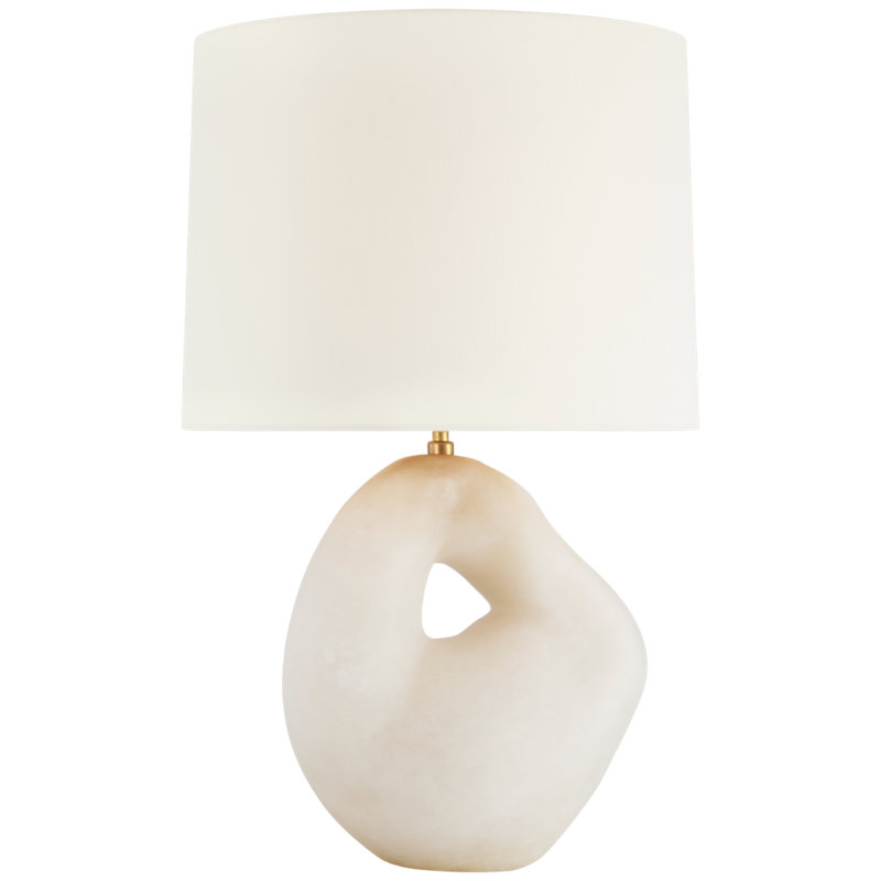 Adria 25" Cordless Table Lamp in Plaster White with Linen Shade, Alabaster