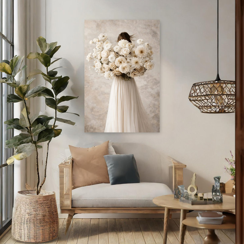 «Overgrown Floral Bouquet Delicate Elegant Elegant Romantic Nature Flower», art mural, H 48 po x l 32 po