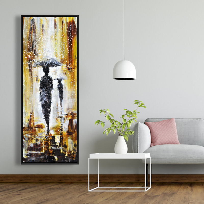 «Silhouettes Under The Rain» sur toile, H 60 po x l 20 po