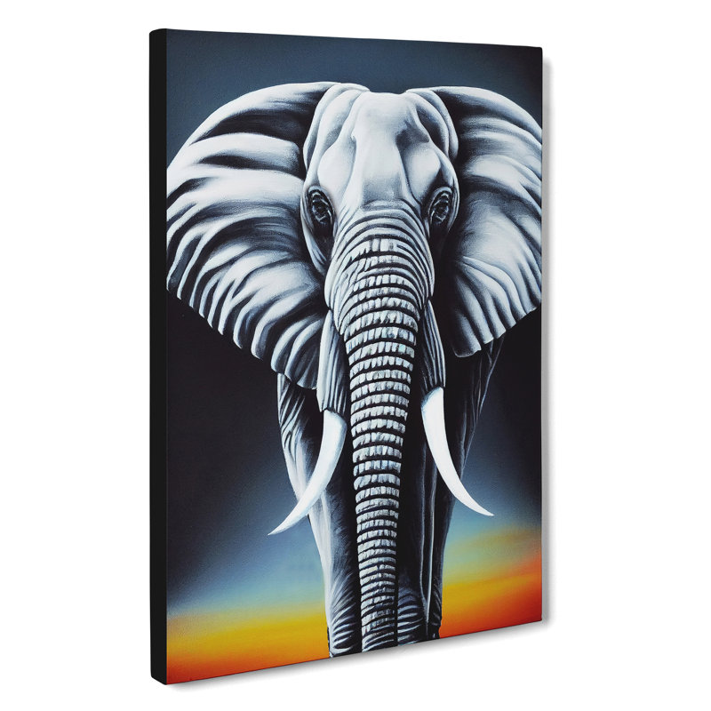 Elephant At Sunset - Wrapped Canvas, 60cm H x 40cm W x 3cm D