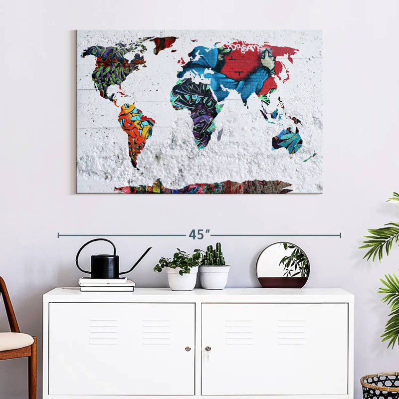 Aliaz Map Graffiti, 26" H x 39" W
