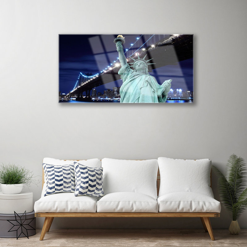 Architecture Bridge Statue Of Liberty - No Frame Print on Glass