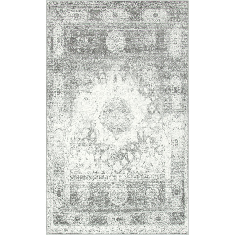 Tapis oriental gris / ivoire Walmoor, Rectangle 5 pi 1 po x 8 pi