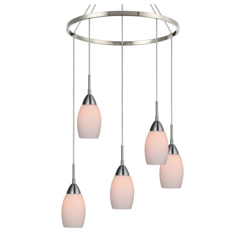 Murphy 5 - Light Tiered Chandelier, Opal, Satin Nickel