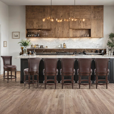Elveria Classic Upholstered Bar Stools With Wooden Frame And Nailhead Trim