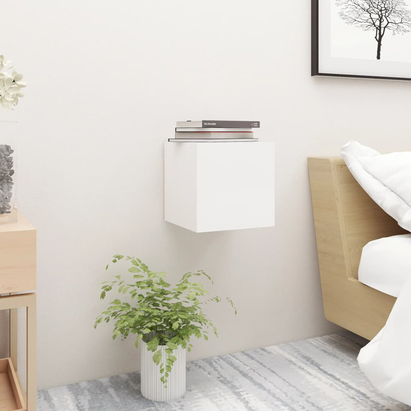 Drayden 30.5cm W Manufactured Wood Bedside Table, White, Set of 2