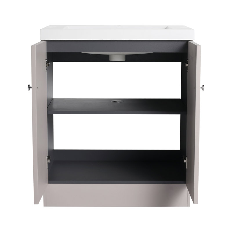 Ensemble de meuble-lavabo simple 30 po avec lavabo en résine, Kaki