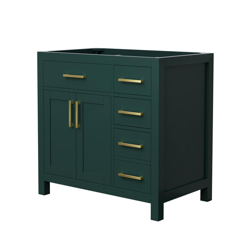 Base de meuble-lavabo simple autoportante 35,25 po Beckett, Vert / or brossé