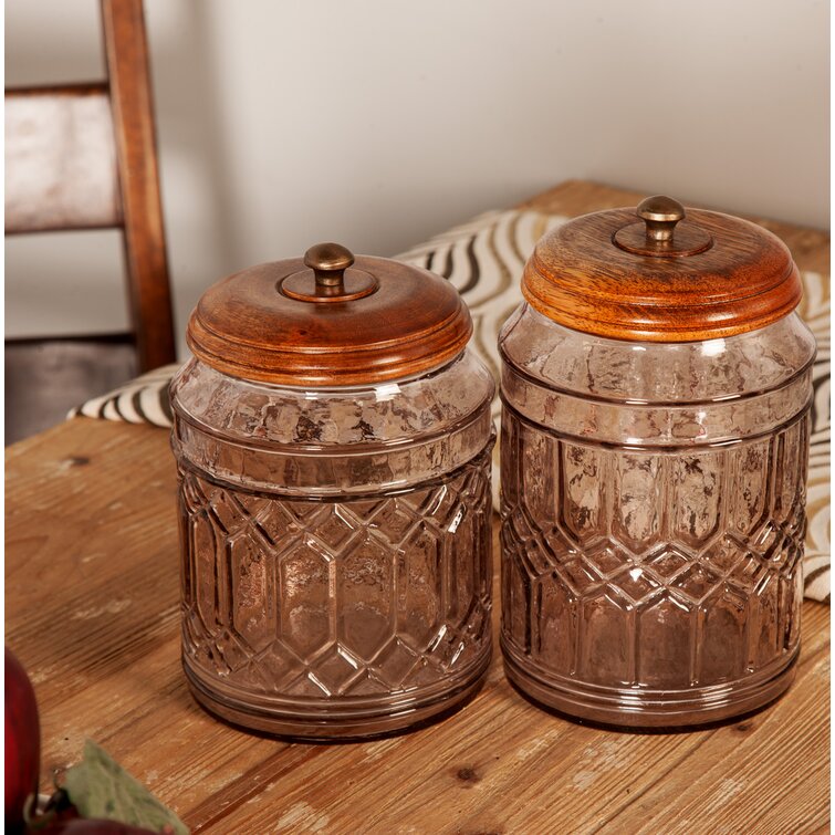 Vicknair Round Textured Glass Kitchen Canister Set Ophelia & Co.