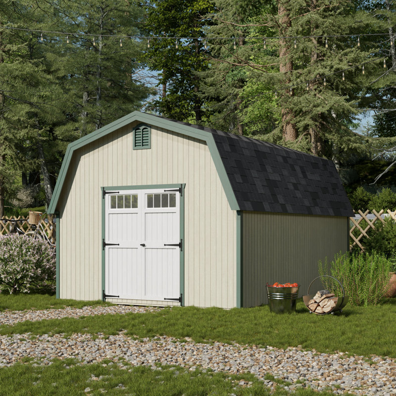 Colonial Greenfield Barn Outdoor Wood Storage Shed, Yes, 12' x 16'