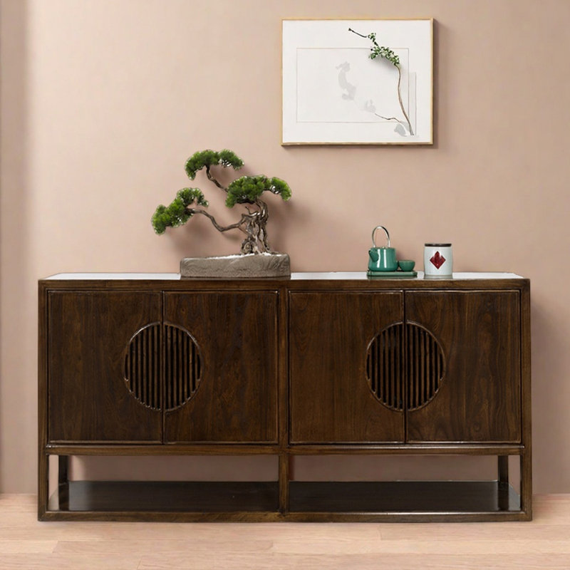 Nouveau vestibule en bois massif de style chinois Old Elm, Couleur noyer