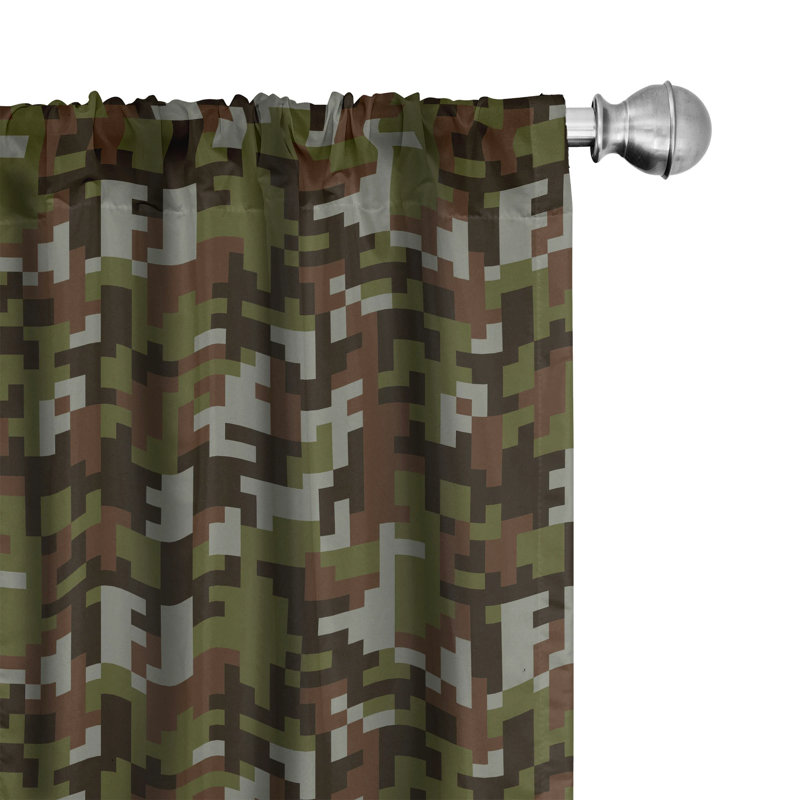 Camouflage Semi-Sheer Rod Pocket Curtain Panels, 28" x 63"
