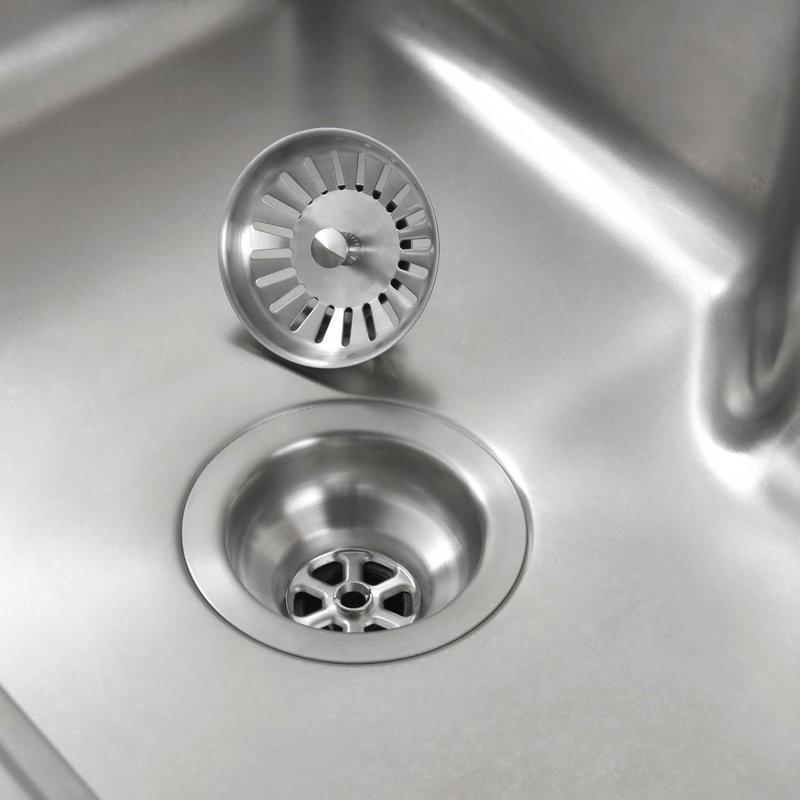Ensemble de drain d'évier de cuisine de 4,5 pouces - Acier inoxydable de qualité supérieure avec bride coulissante et crépine amovible, finition chromée, pour tuyau de 1 1/2 po - Certifié cUPC