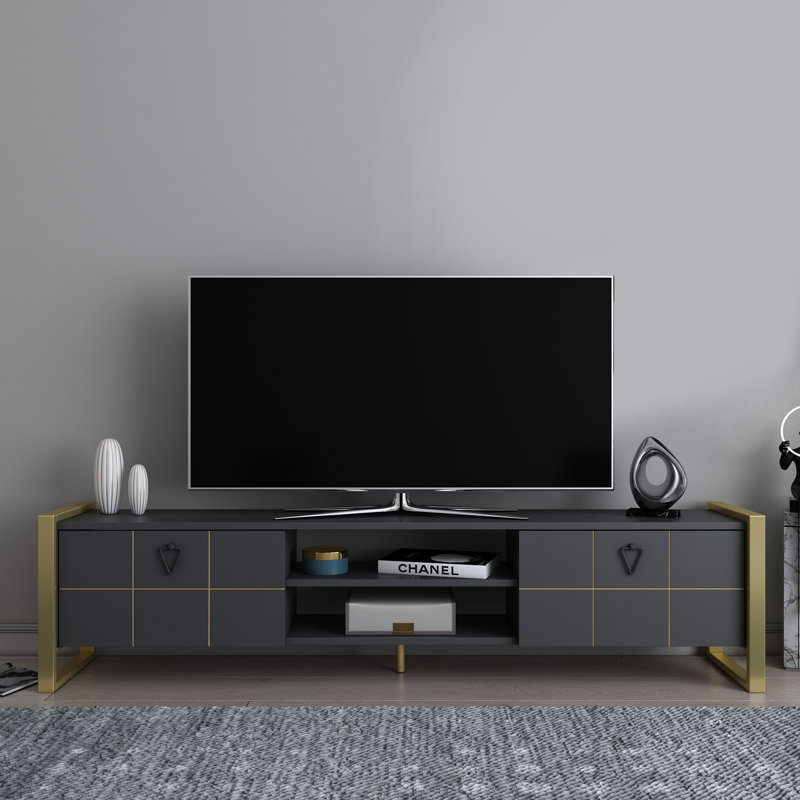 Rotherhithe Entertainment Unit for TVs up to 70", Black/Gold