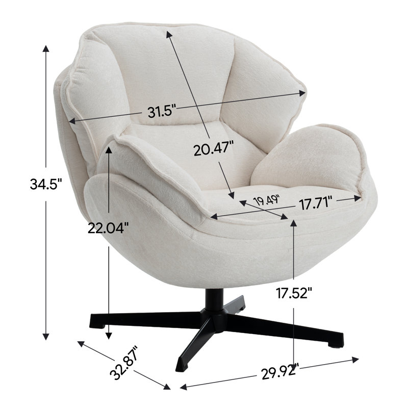 Upholstered Tufted Swivel Accent Chair, Beige