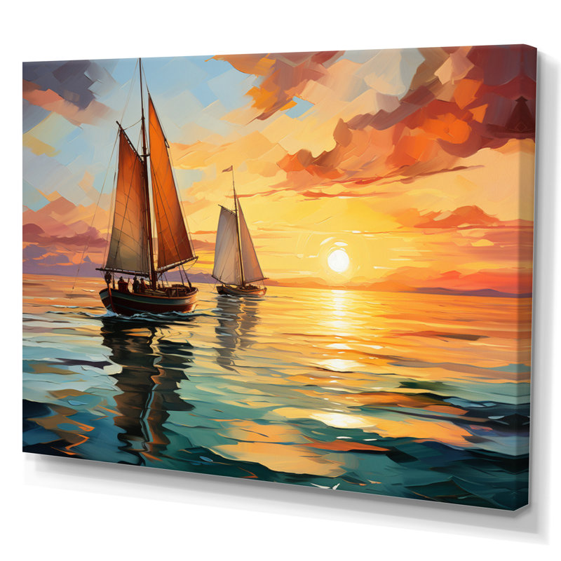 Minimalisme, voilier, rythme, sur toile, H 16 po x l 32 po, Toile tendue