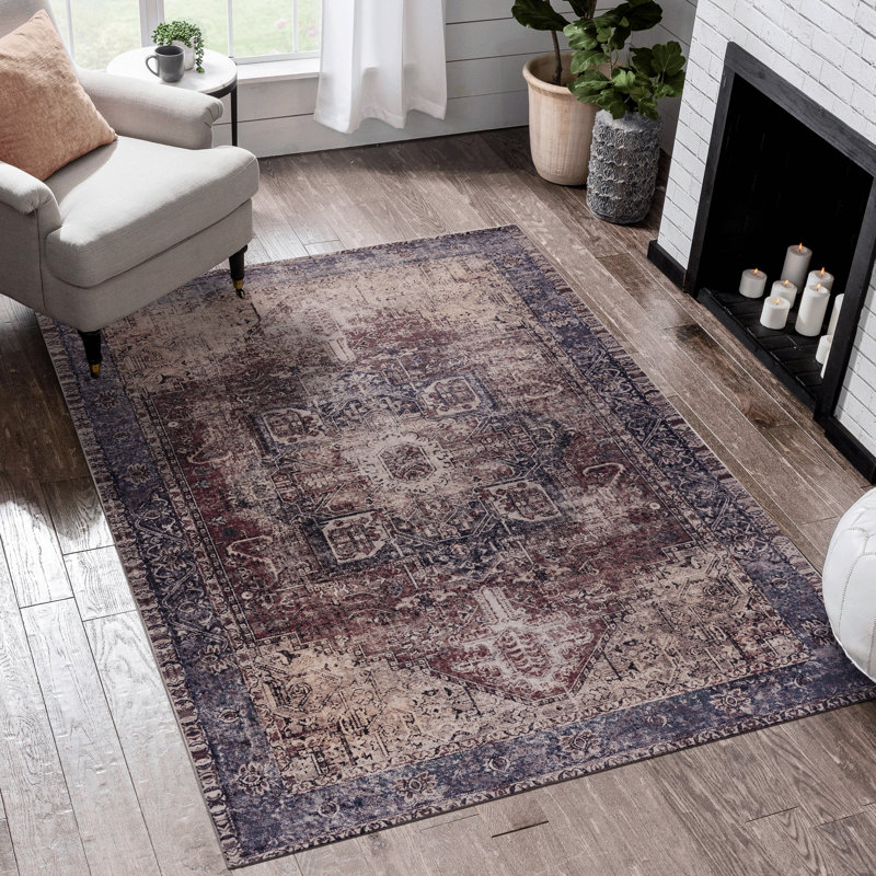 Tapis décoratif pour maison 5 x 8 - lavable, à poils courts, antidérapant, antidérapant, pliable et sans danger pour les animaux de compagnie