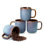 Ensemble de tasses en grès 4 pièces 4 oz, glacis ombré bleu 12 oz, aspect artisanal espresso ou café au lait